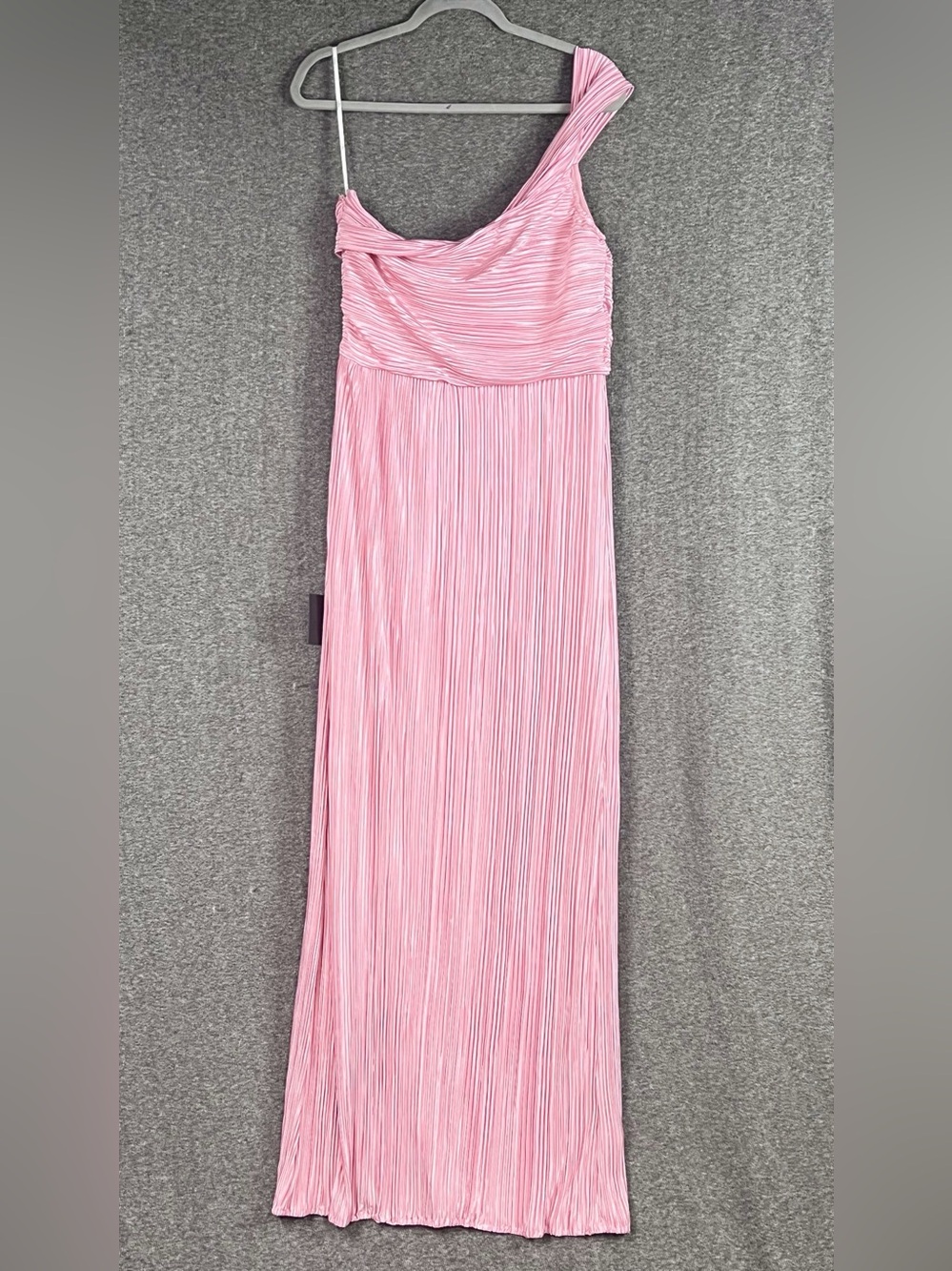Lulus Poised Performance Pink Plisse One-Shoulder Maxi Dress Size XL NWT - Picture 6 of 11
